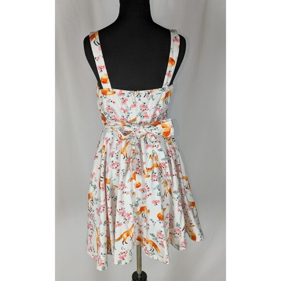 Ixia Dress L Women's White Fox Print Sweetheart Neck Sleeveless Fit & Flare - Picture 4 of 6